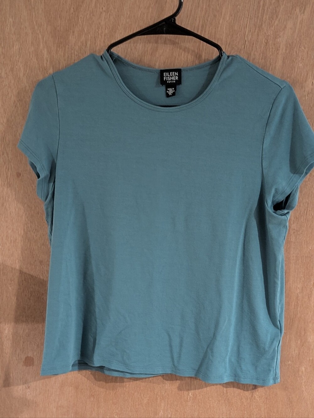 Eileen Fisher Teal Short-Sleeve Crewneck Tee